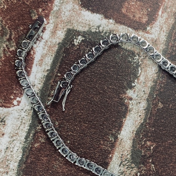 Iced Out Silver Hip Hop Tennis Chain CZ Stones High Gloss 18IN 5MM - Picture 4 of 4